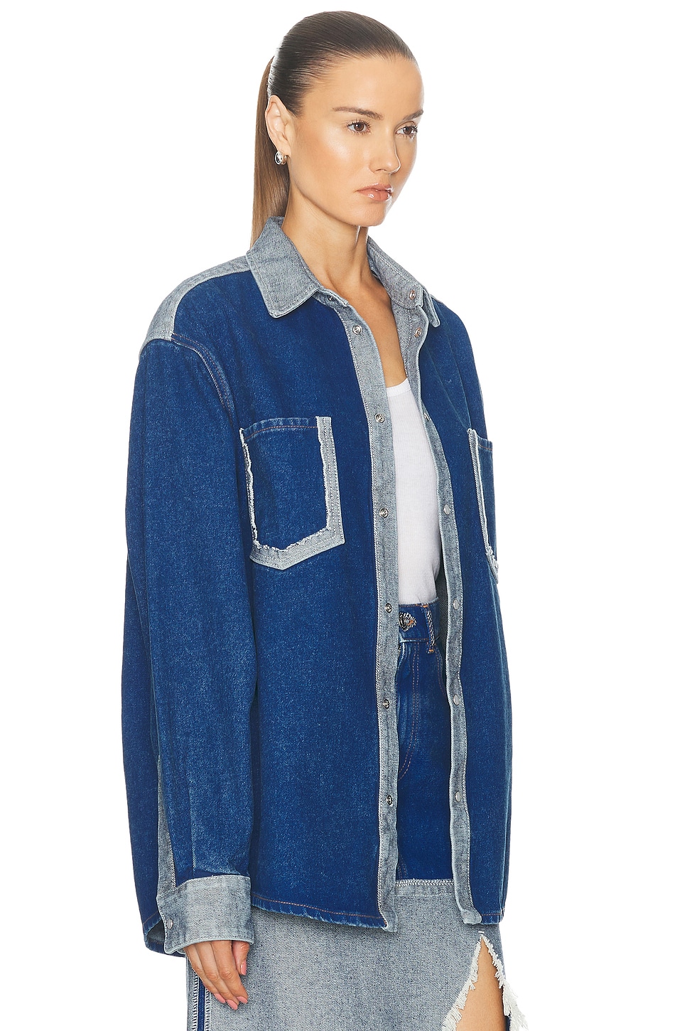 Shop Marni Oversized Denim Shirt In Ocean