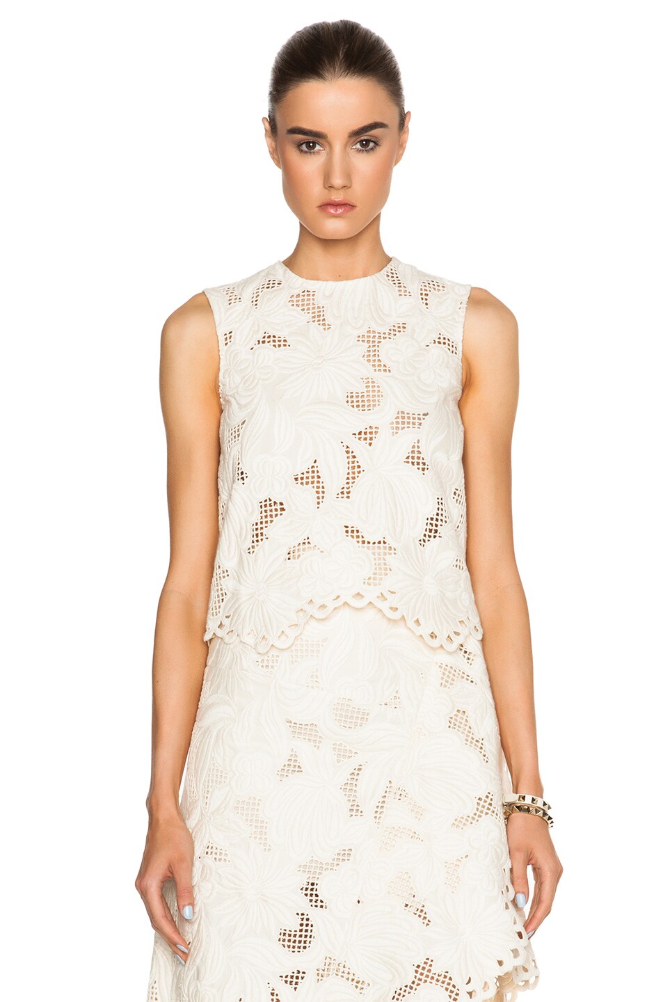 Image 1 of Marni Cotton Embroidered Top in Antique White