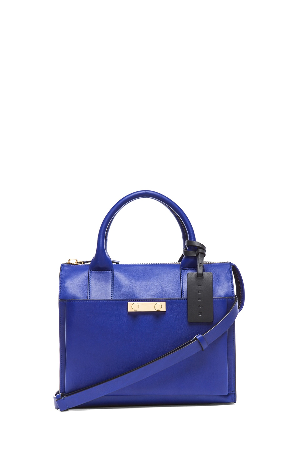 Marni Calf Leather Handbag in Bluette | FWRD