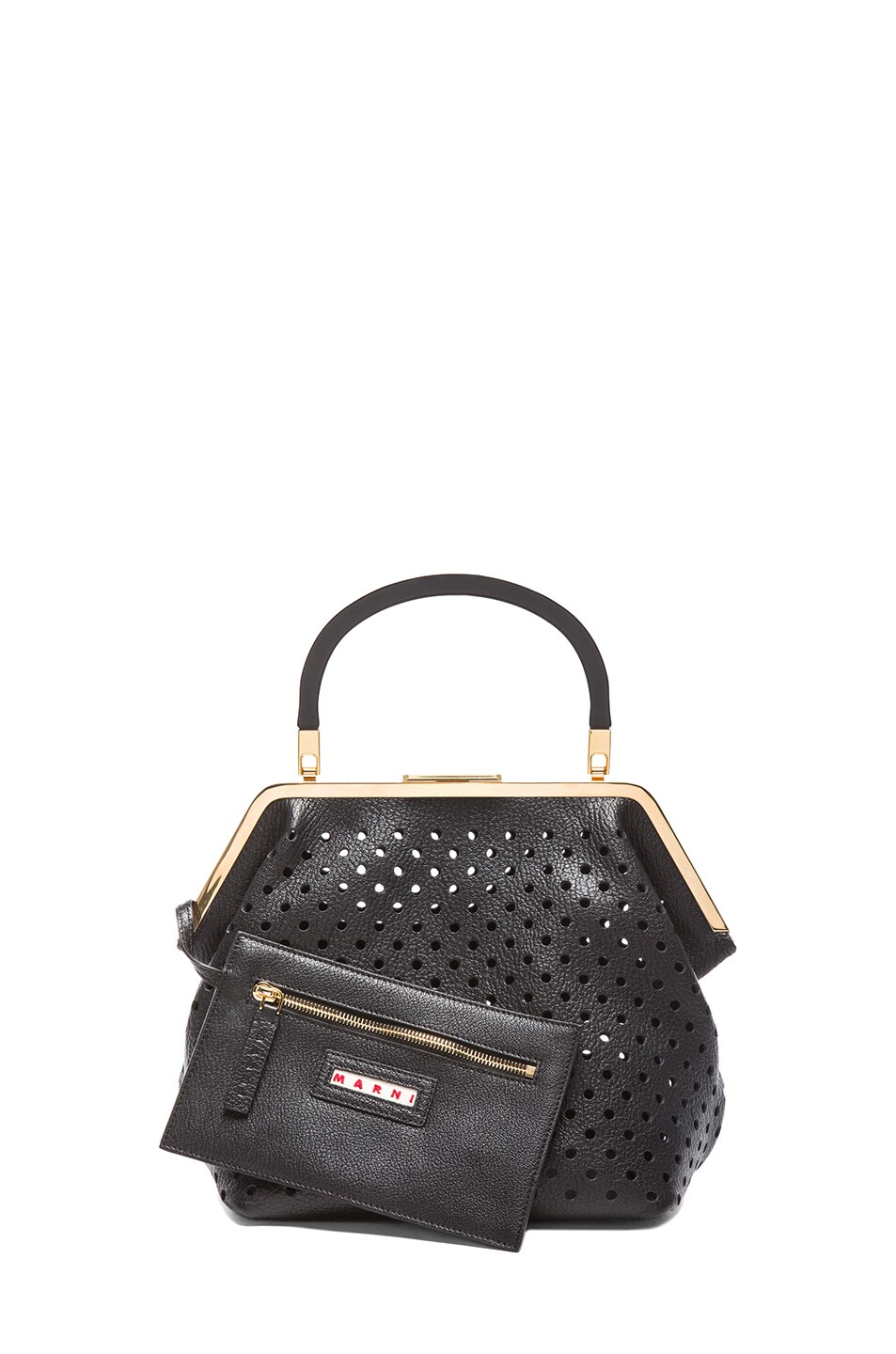 Marni Perforated Leather Bag In Coal Fwrd 2808