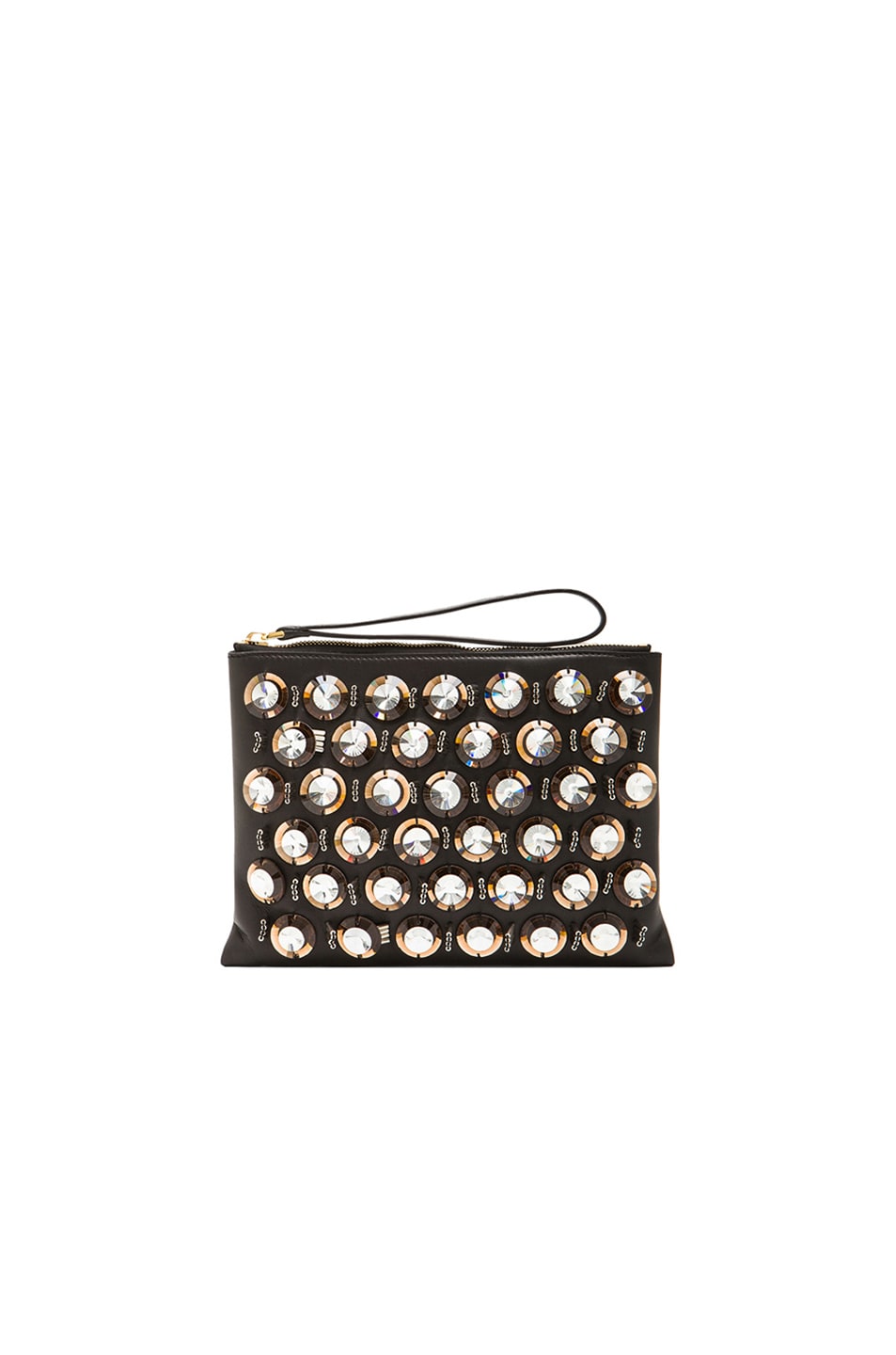 Image 1 of Marni Leather Studded Clutch in Oro Vecchio