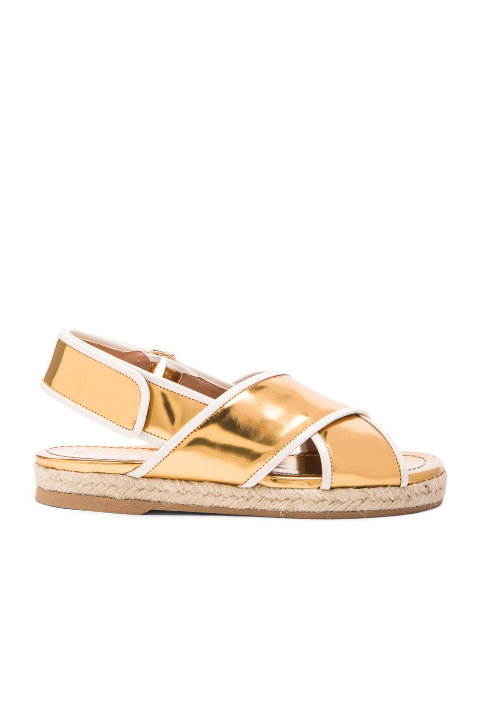 Image 1 of Marni Espadrille Patent Leather Sandals in Gold