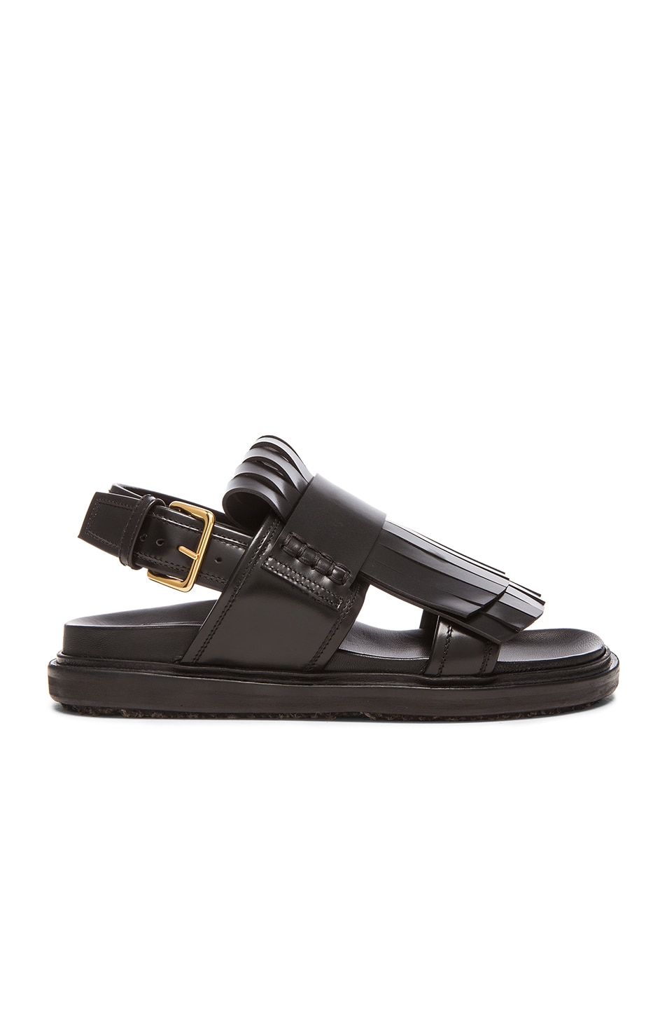 Image 1 of Marni Loafer Fussbett Leather Sandals in Coal