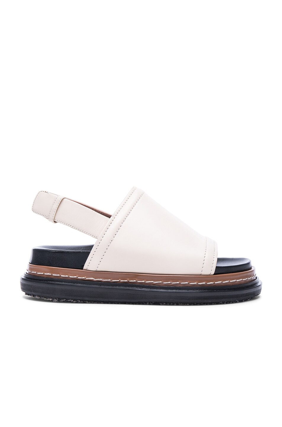 Image 1 of Marni Fussbett Leather Sandals in Silk White