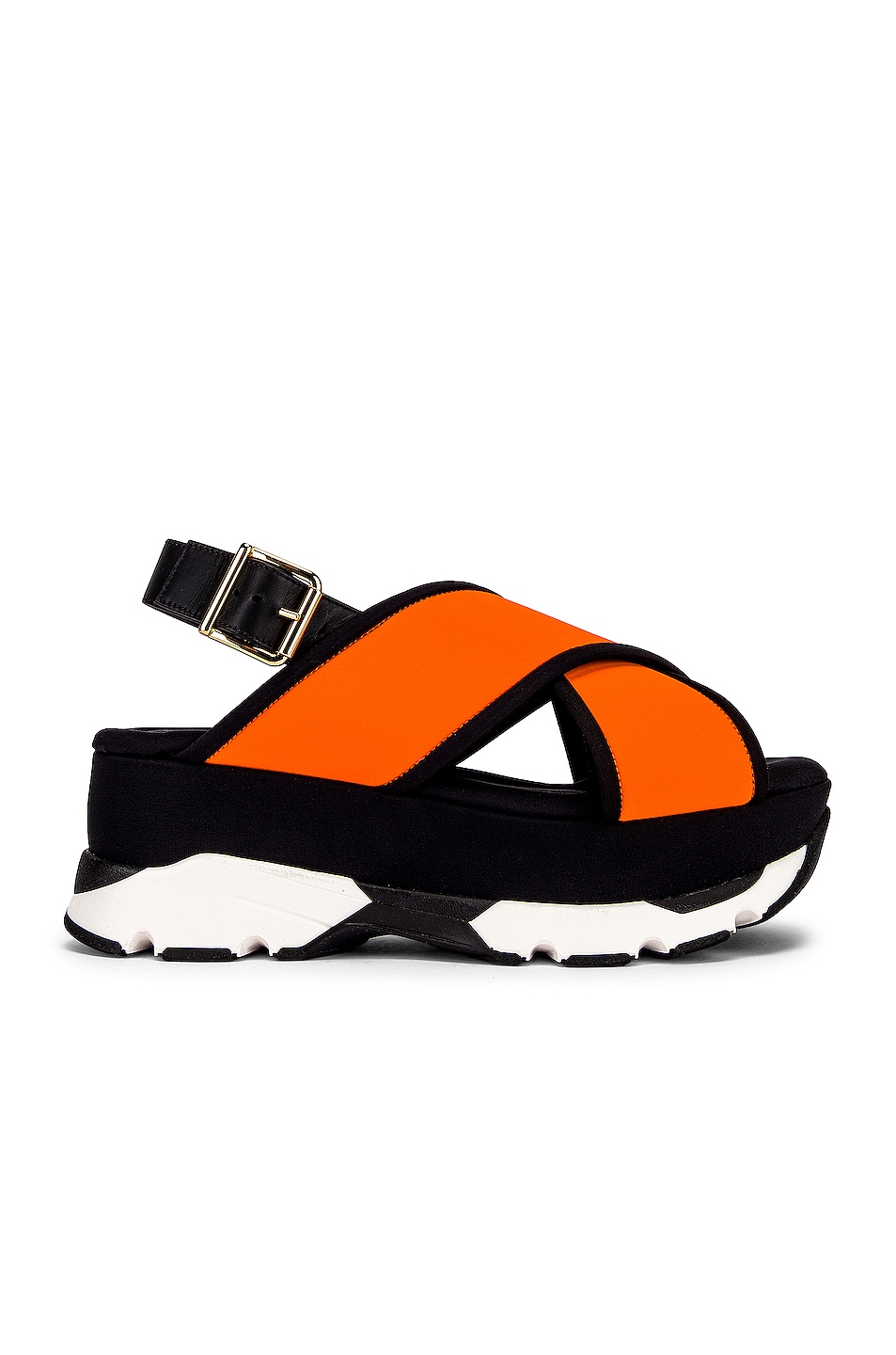 Image 1 of Marni Sporty Wedge Sandals in Fluo Orange