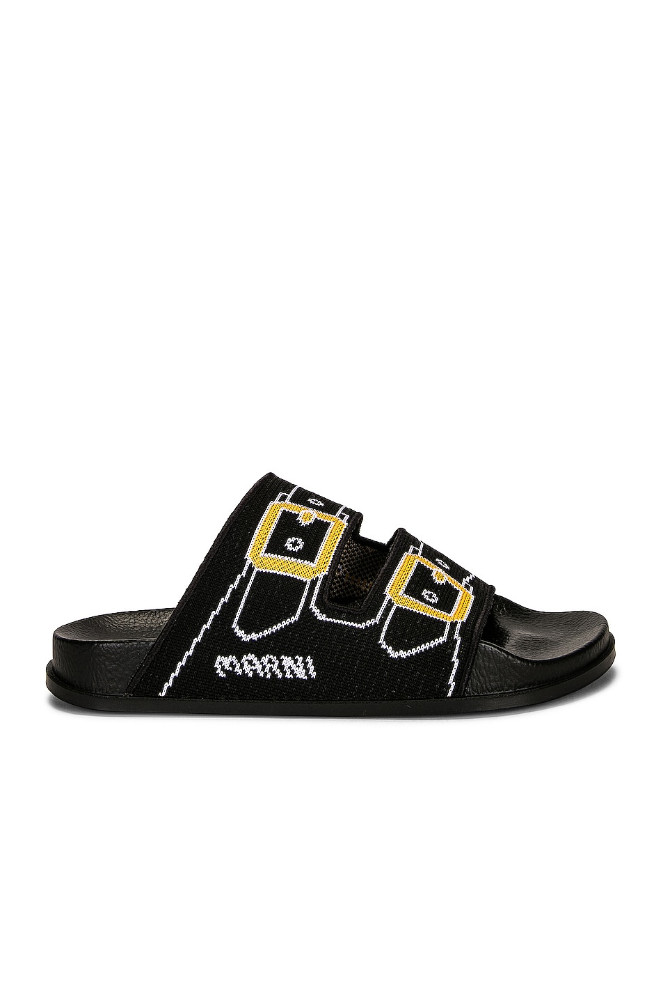 Image 1 of Marni Flat Sandals in Black & Gold