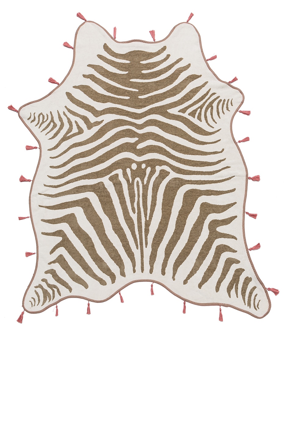 Image 1 of Maslin FWRD Exclusive Zebra Hide Tassel Towel in Natural & Dusty Pink