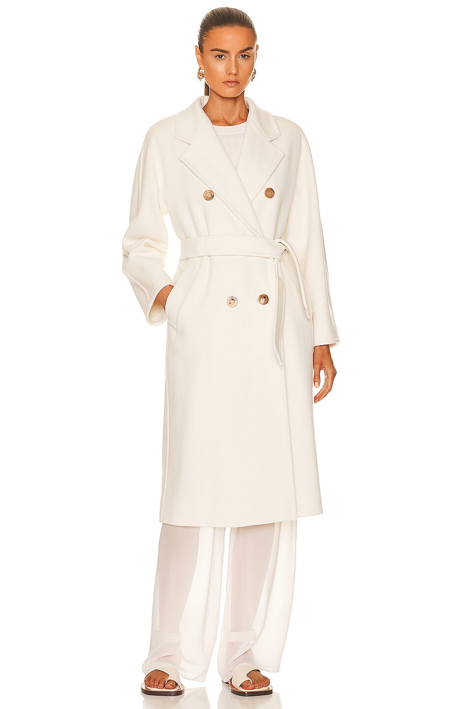 Image 1 of Max Mara Madame Coat in Optical White