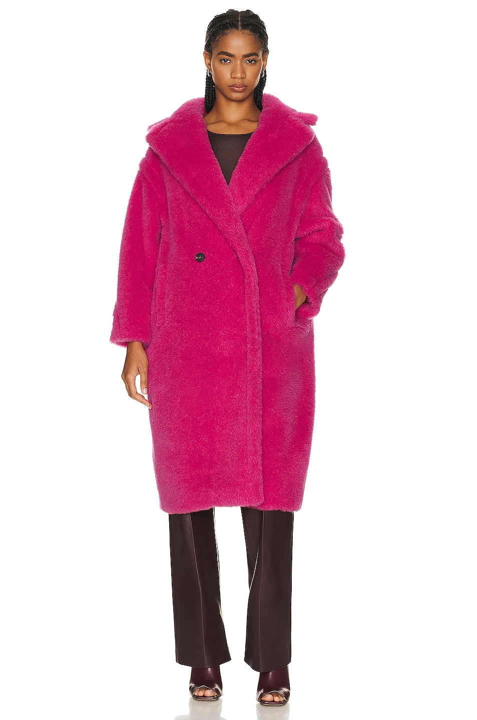 Image 1 of Max Mara Tedgirl Coat In Raspberry in Raspberry