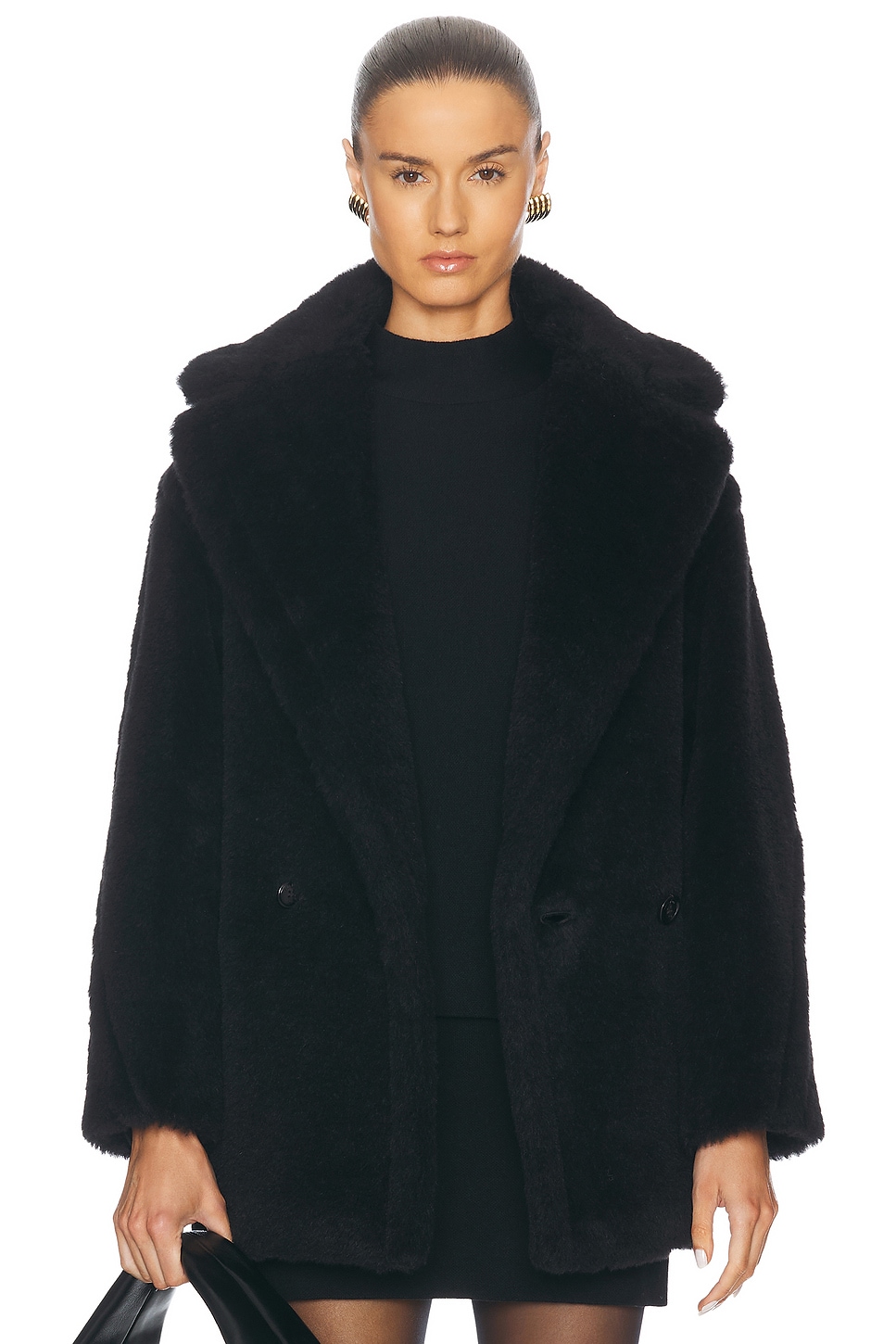 Shop Max Mara Olga Short Coat In Black