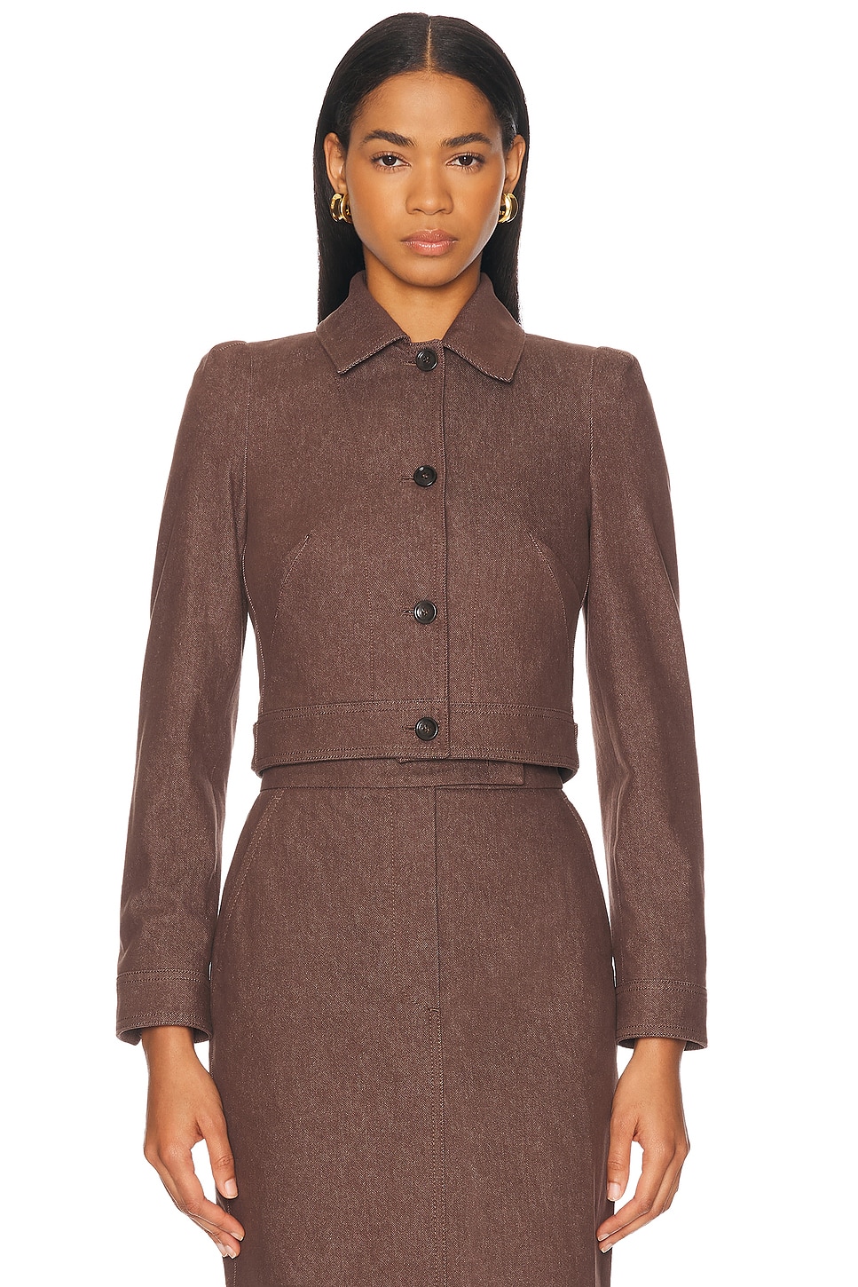 Max Mara Belted Jacket With Buttoned Cuffs And Epaulettes In Brown