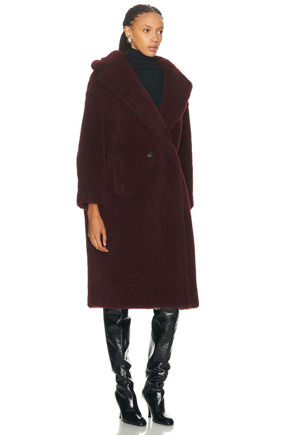 Max Mara Cherry Tedgirl Teddy Bear Icon Coat Coat In Animal Print
