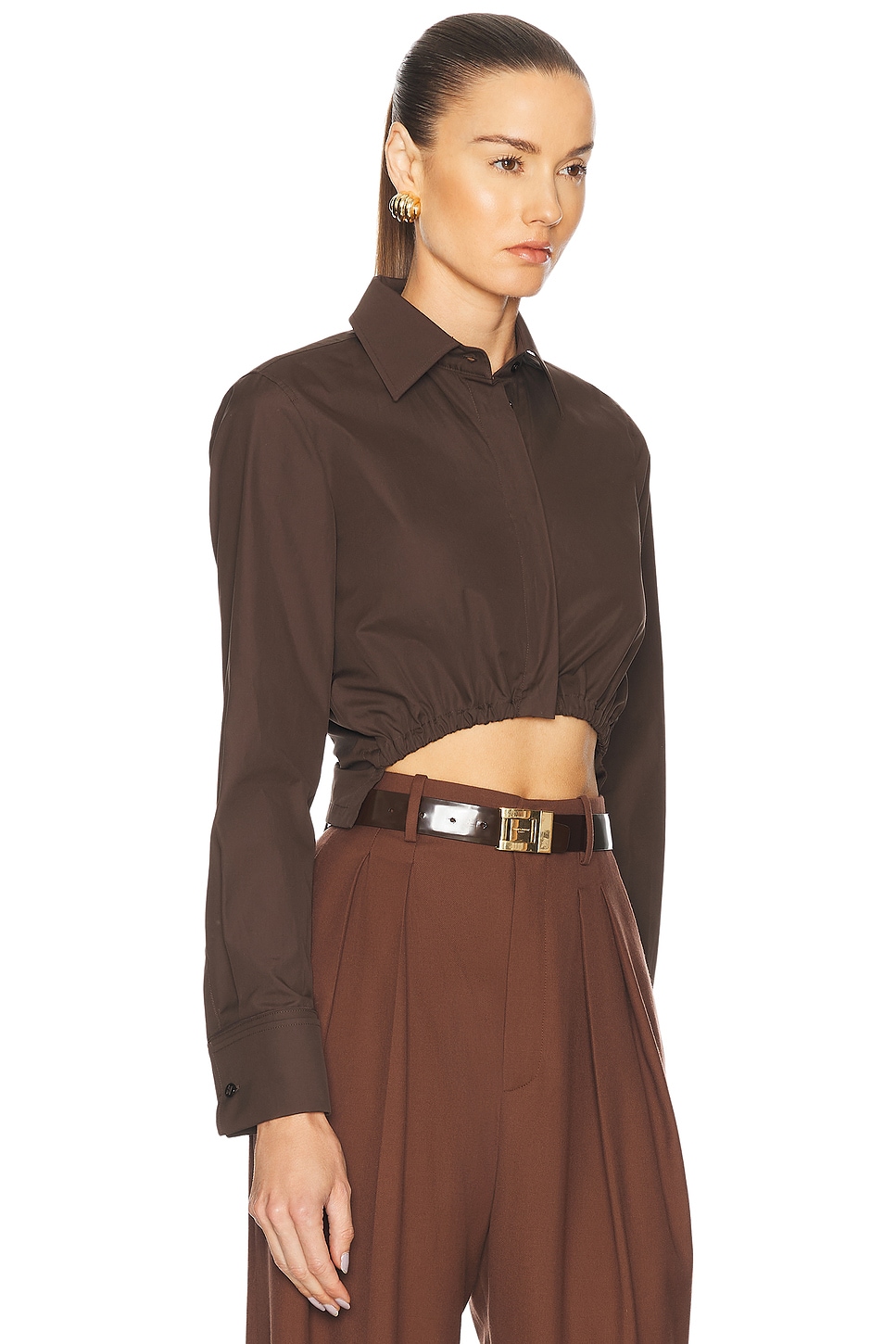 Max Mara Cropped Collared Shirt Elasticated Hem