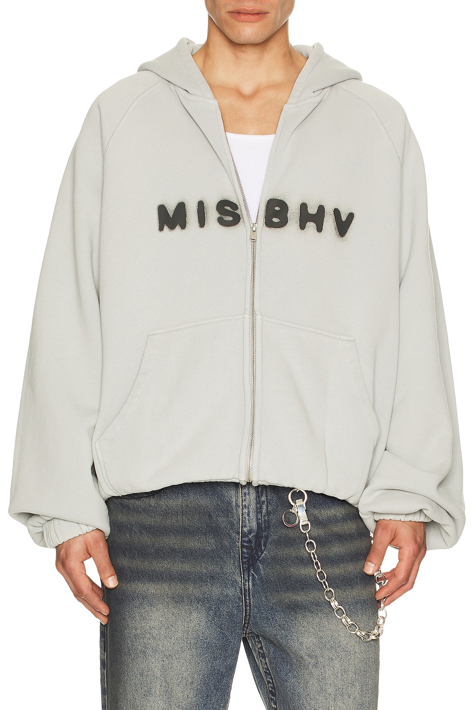 Image 1 of MISBHV Community Zipped Hoodie in Light Grey