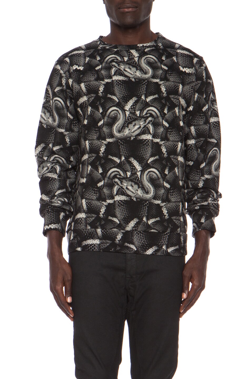 Image 1 of Marcelo Burlon Allover Snake Cotton-Blend Sweatshirt in Black