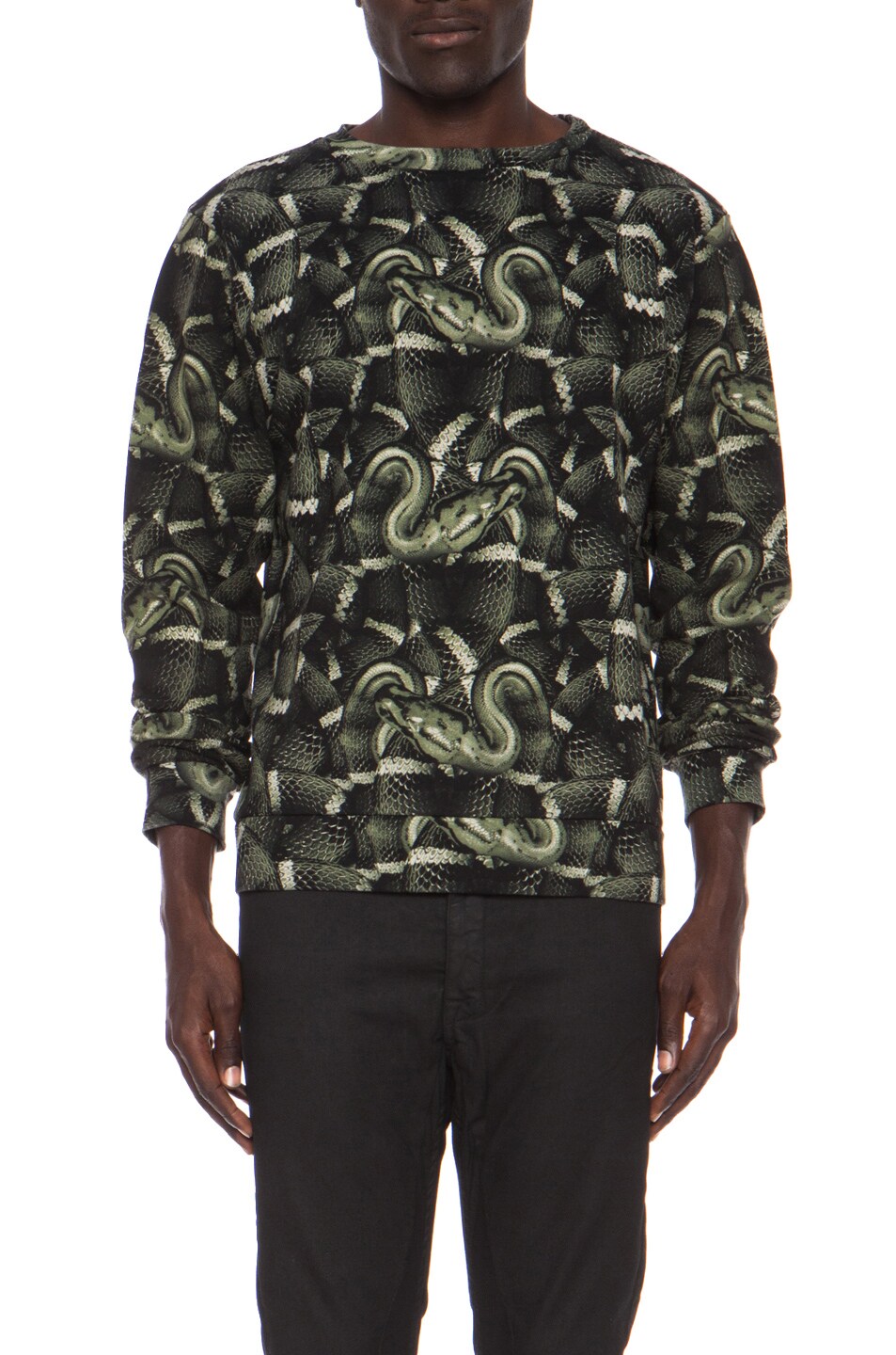 Image 1 of Marcelo Burlon Allover Snake Cotton Sweatshirt in Green
