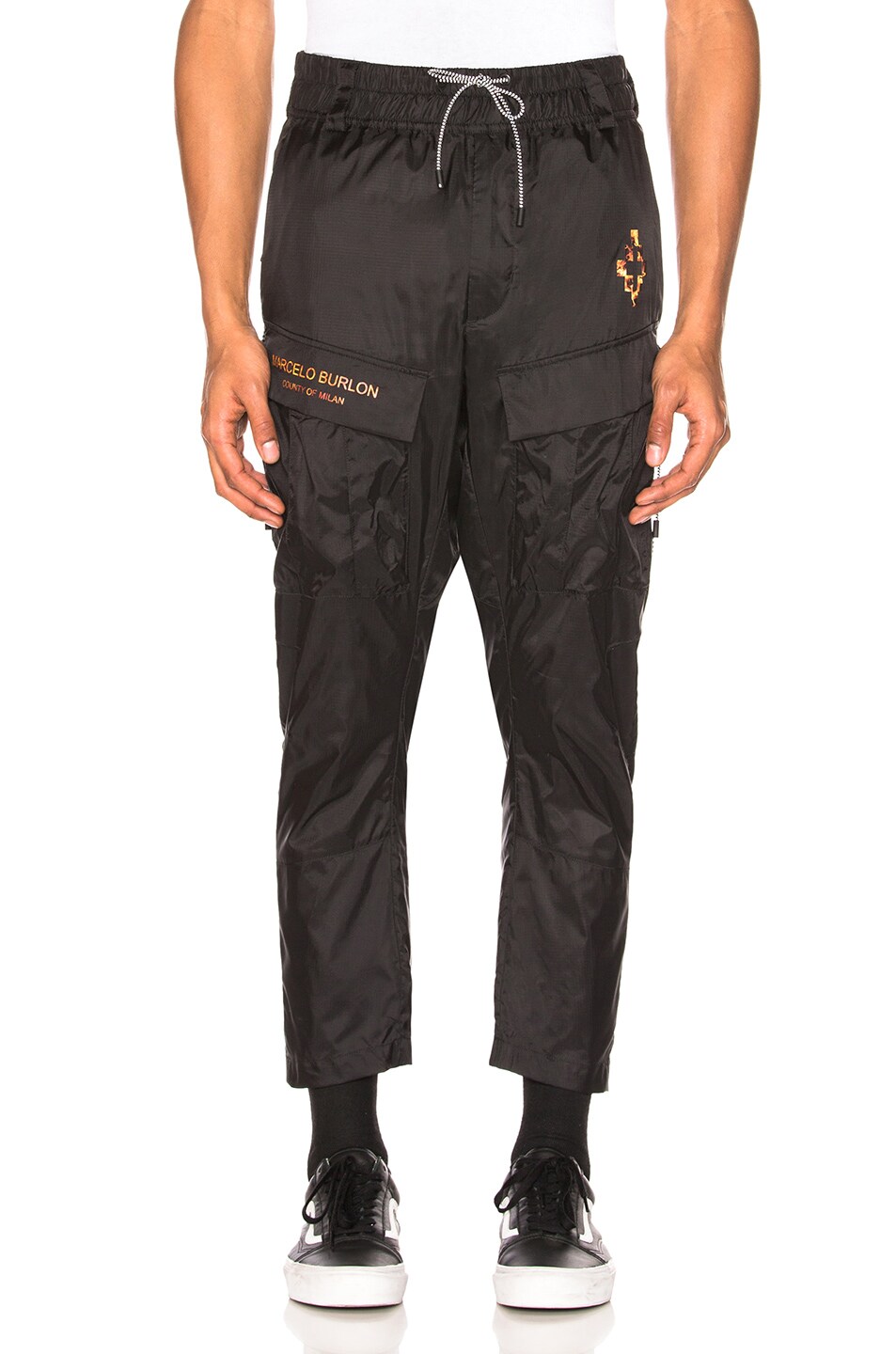 Image 1 of Marcelo Burlon Fire Cross Cargo Pants in Black