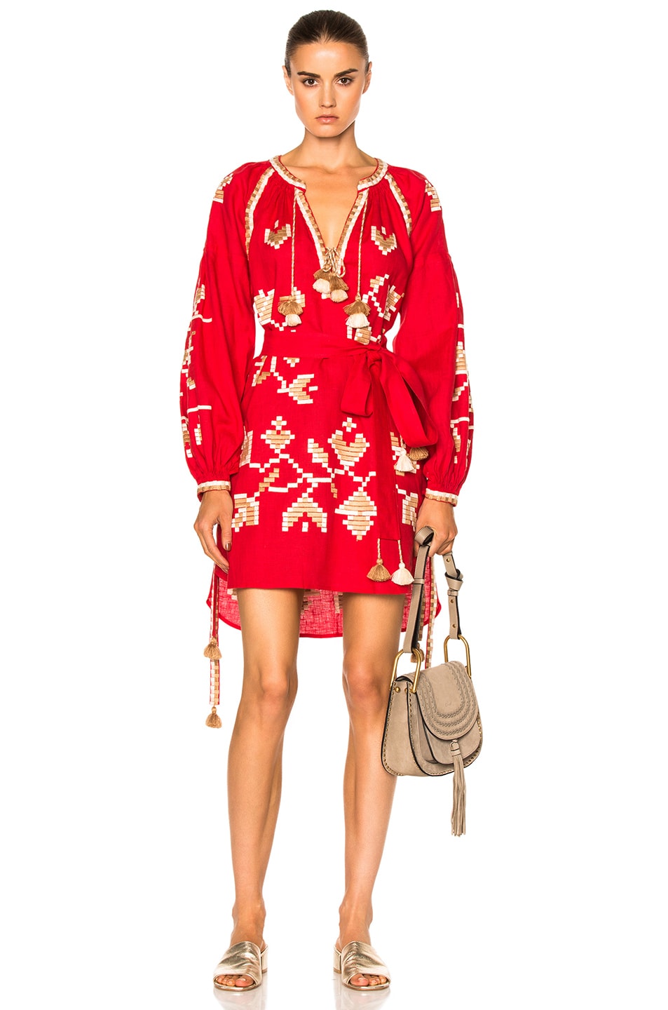 Image 1 of March 11 Flora Embroidered Mini Dress in Red