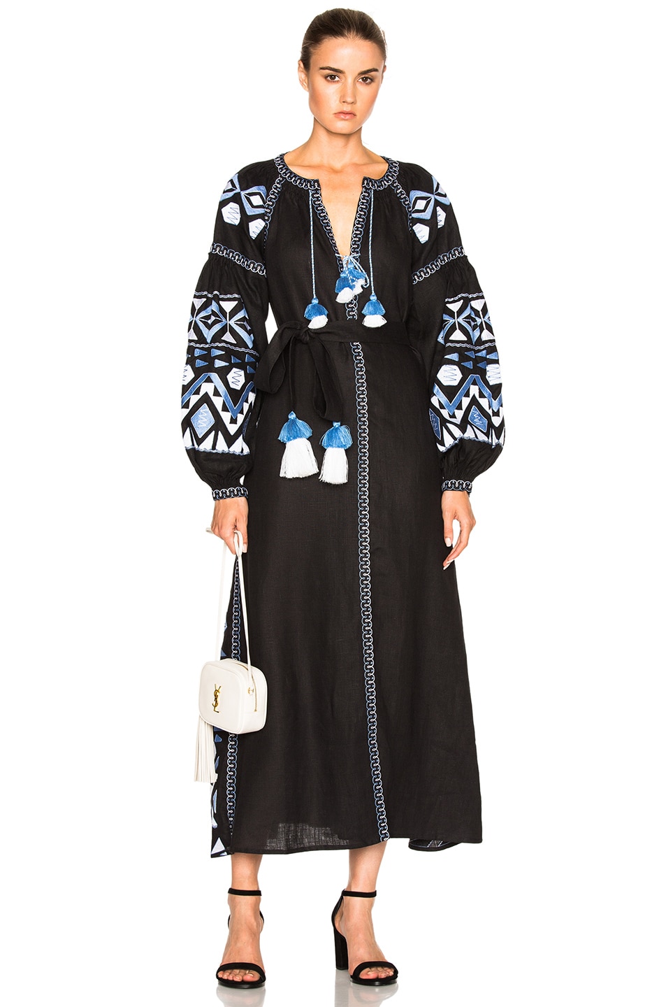 Image 1 of March 11 Kilim Maxi Dress in Black, Light Blue & White