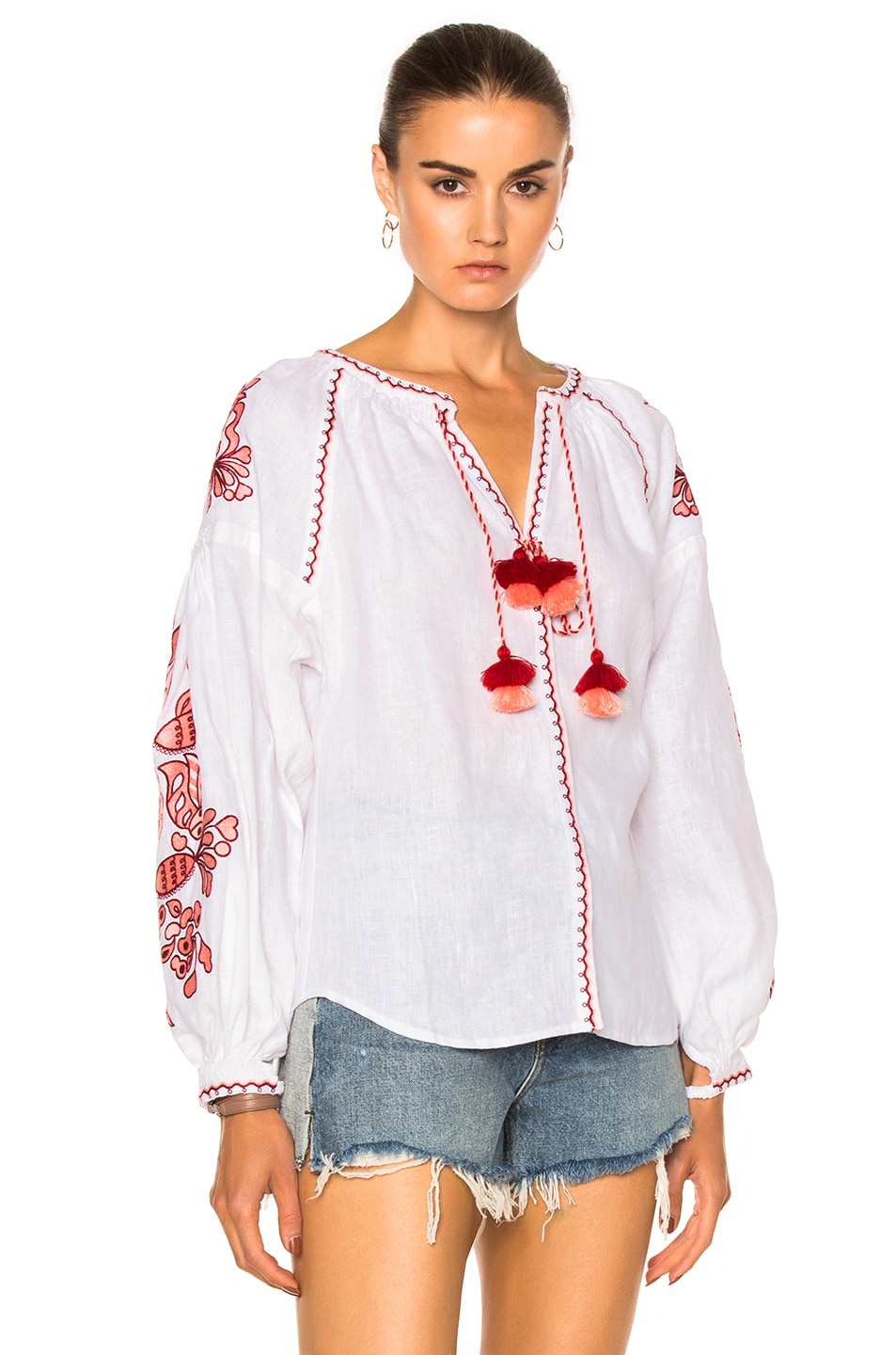 Image 1 of March 11 Poppy Flower Embroidered Top in White