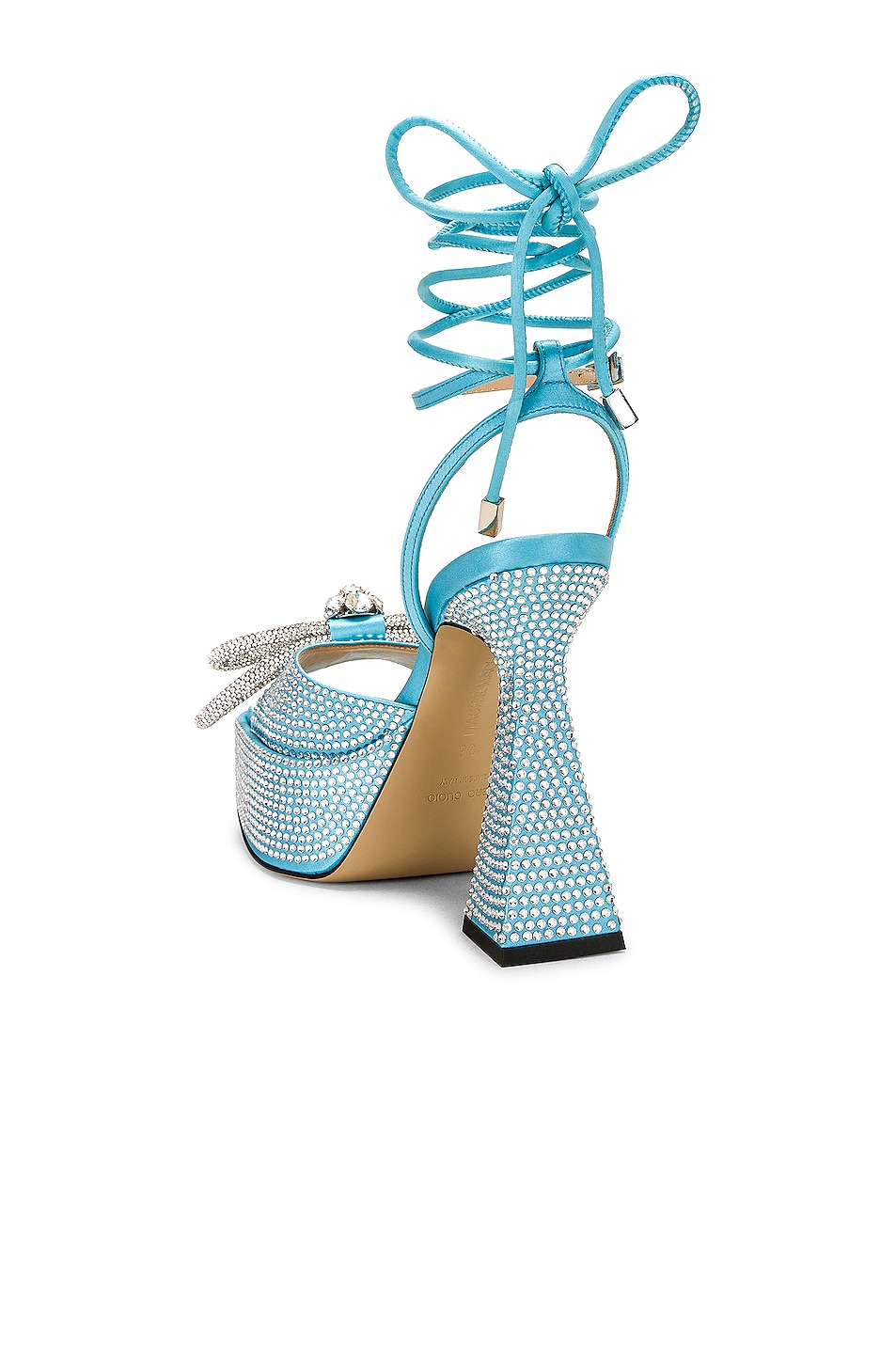MACH & MACH Double Bow Sparkly Square Toe Platform Sandal in Ocean Blue ...