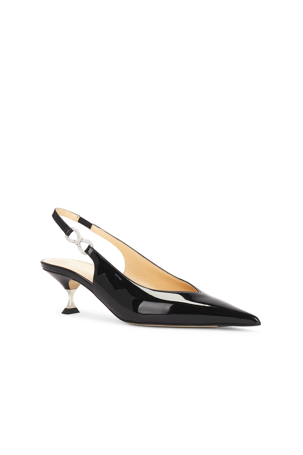 Mach&mach Crystal Bow Pointed Toe Slingback In Black