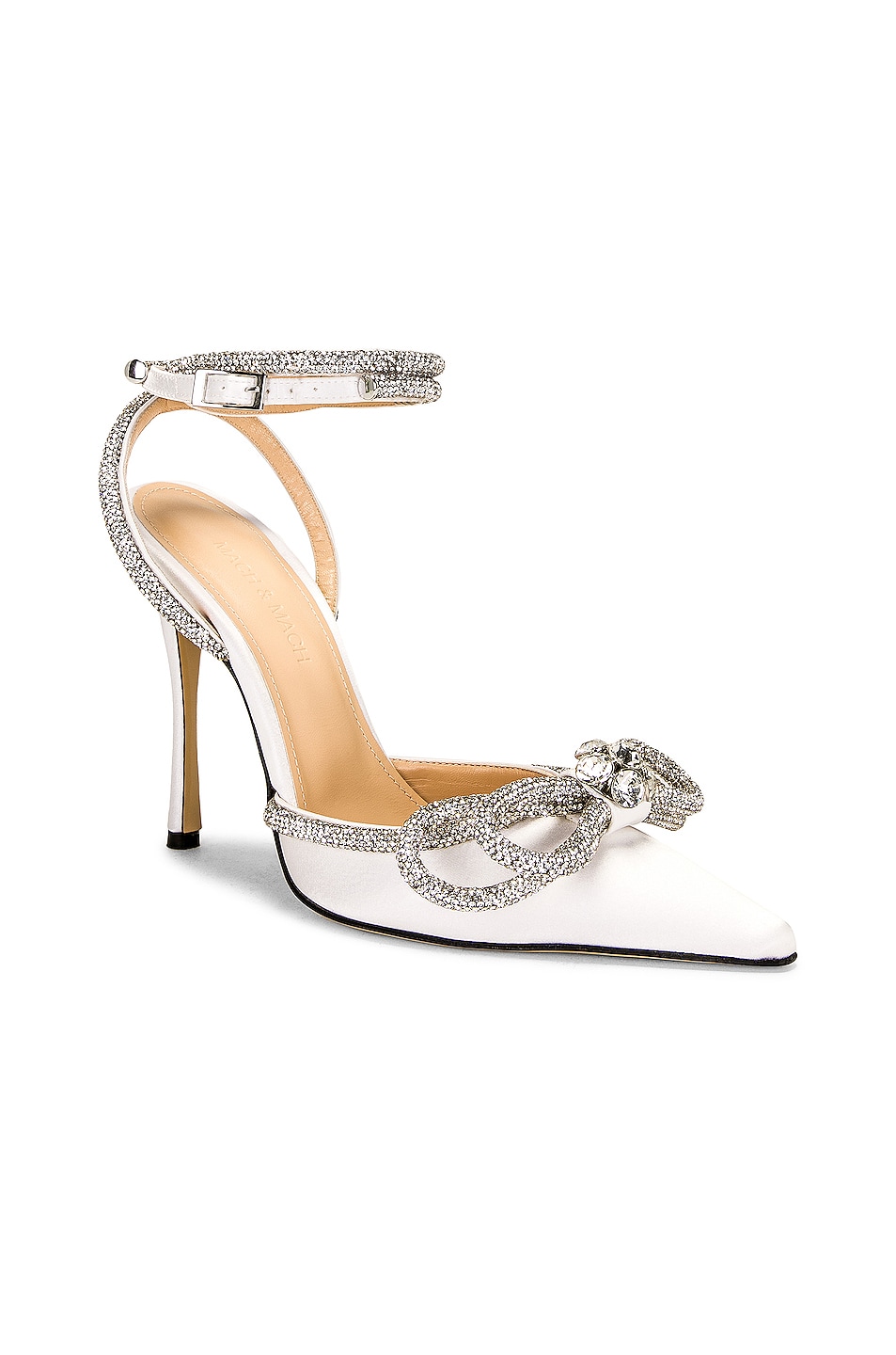 MACH & MACH Double Crystal Bow High Heel in White | FWRD