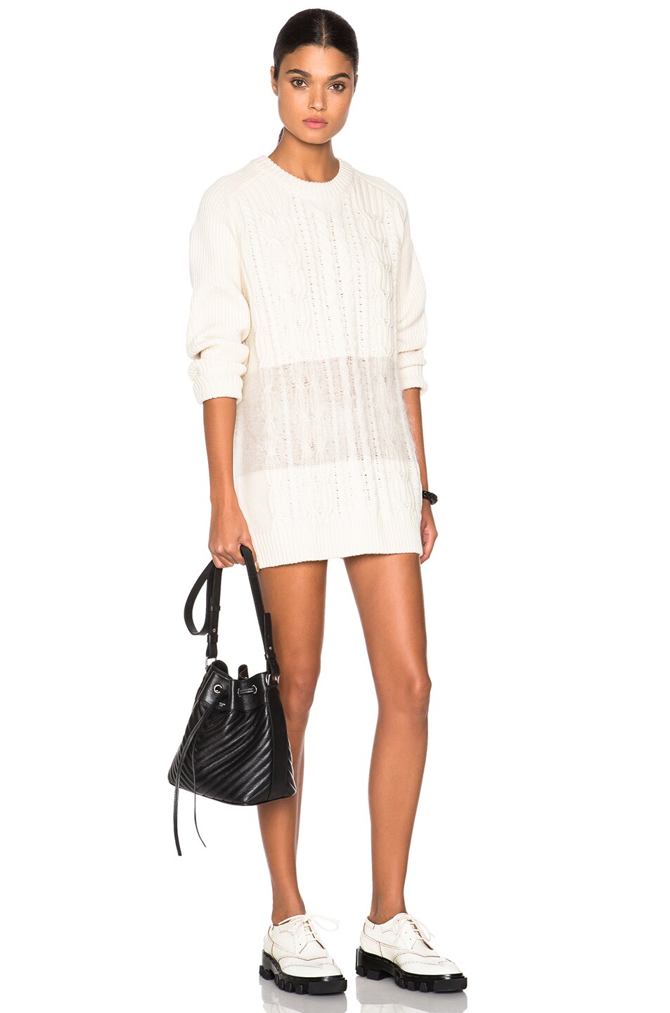 Image 1 of McQ Alexander McQueen Geo Cable Crew Sweater in Off White