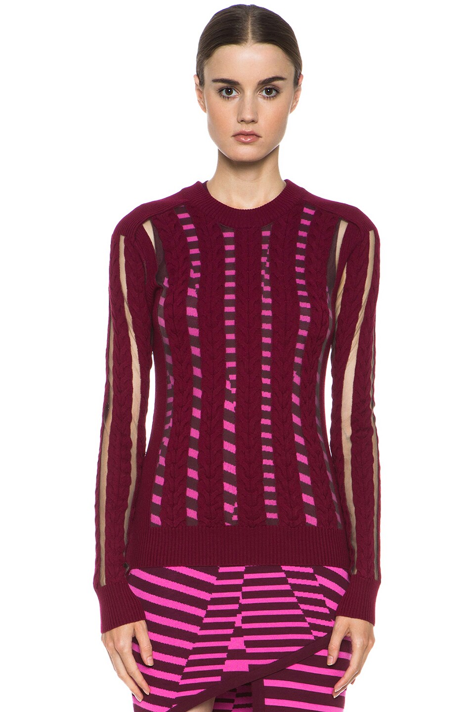 Image 1 of McQ Alexander McQueen Cable Jumper Sweater in Oxblood
