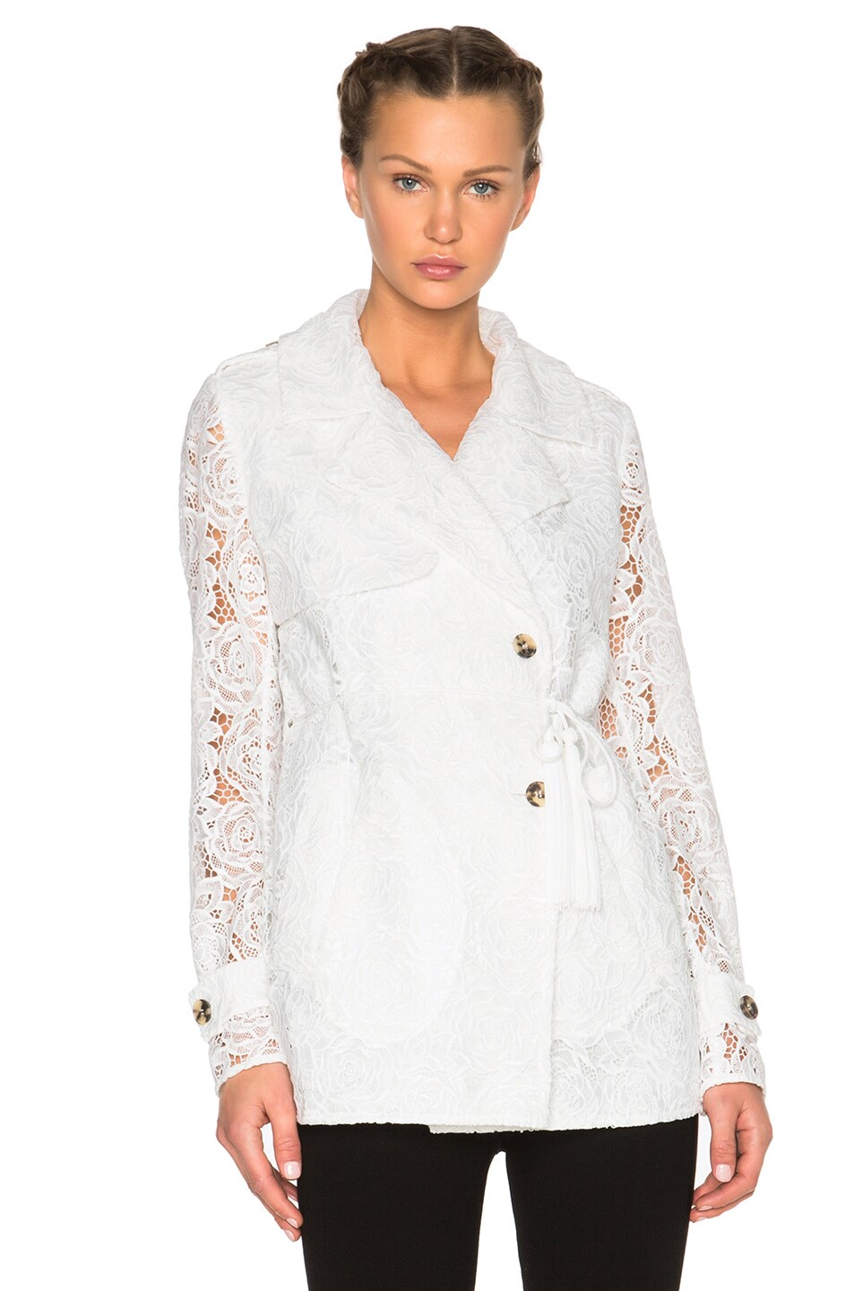 Image 1 of McQ Alexander McQueen Drawstring Trench Coat in Ivory