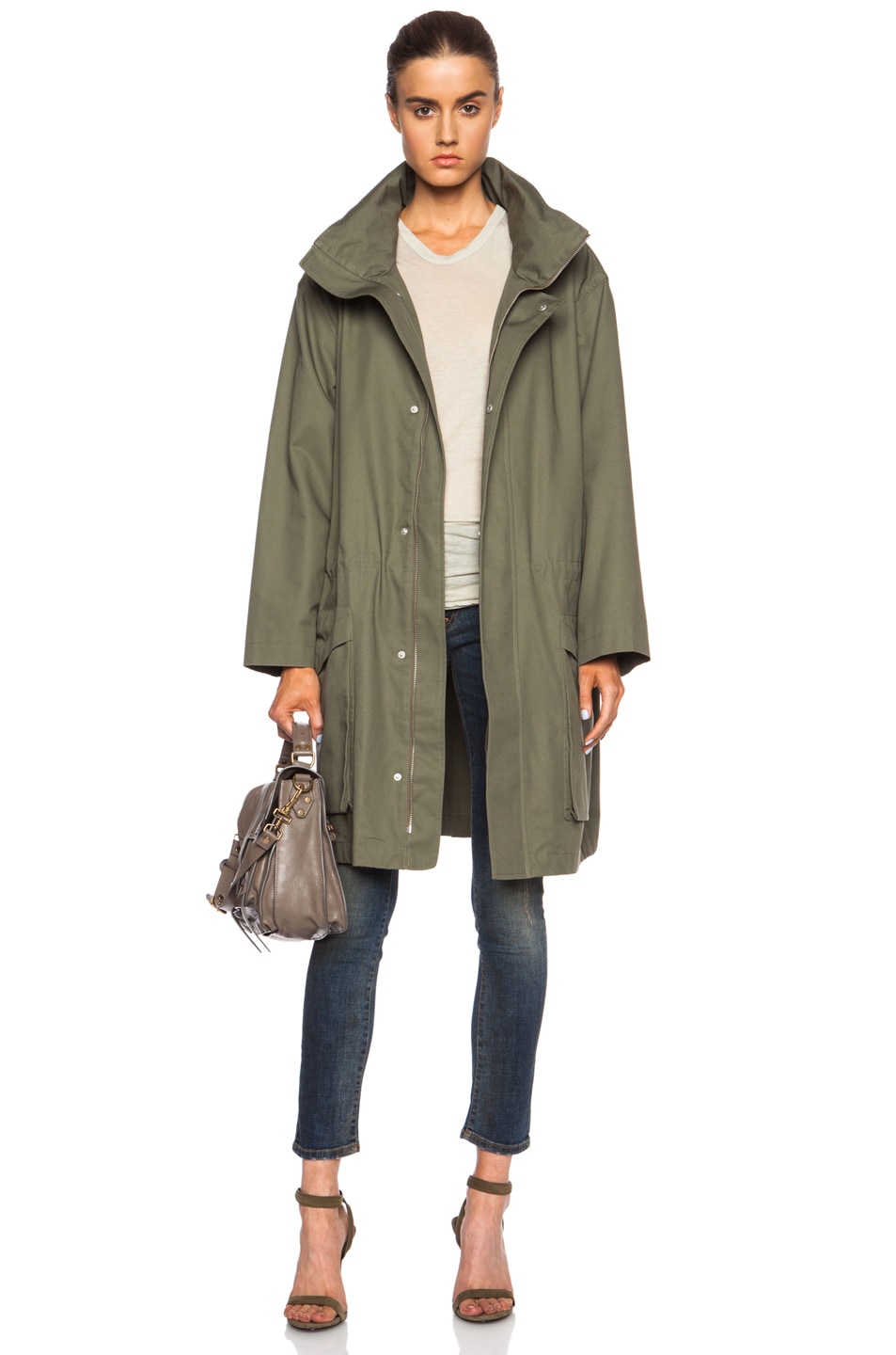 Image 1 of McQ Alexander McQueen Light Weight Cotton Parka in Army Green