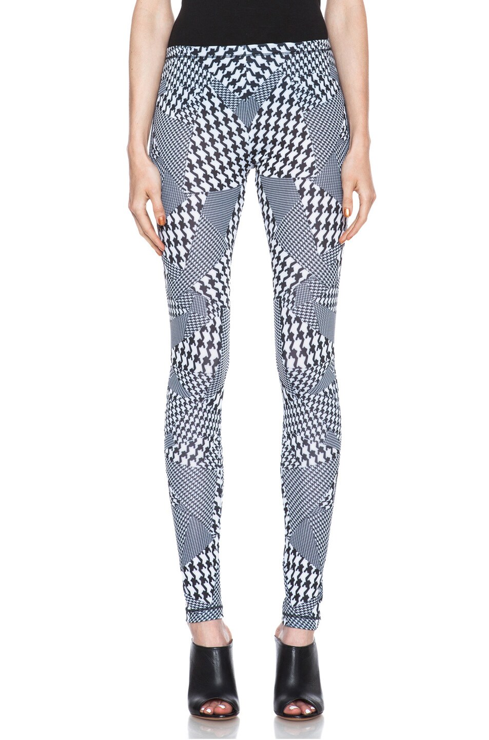 Image 1 of McQ Alexander McQueen Printed Poly-Blend Legging in Black & Whire