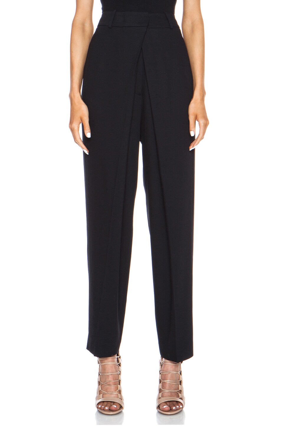Image 1 of McQ Alexander McQueen Front Pleat Rayon-Blend Trouser in Deep Black