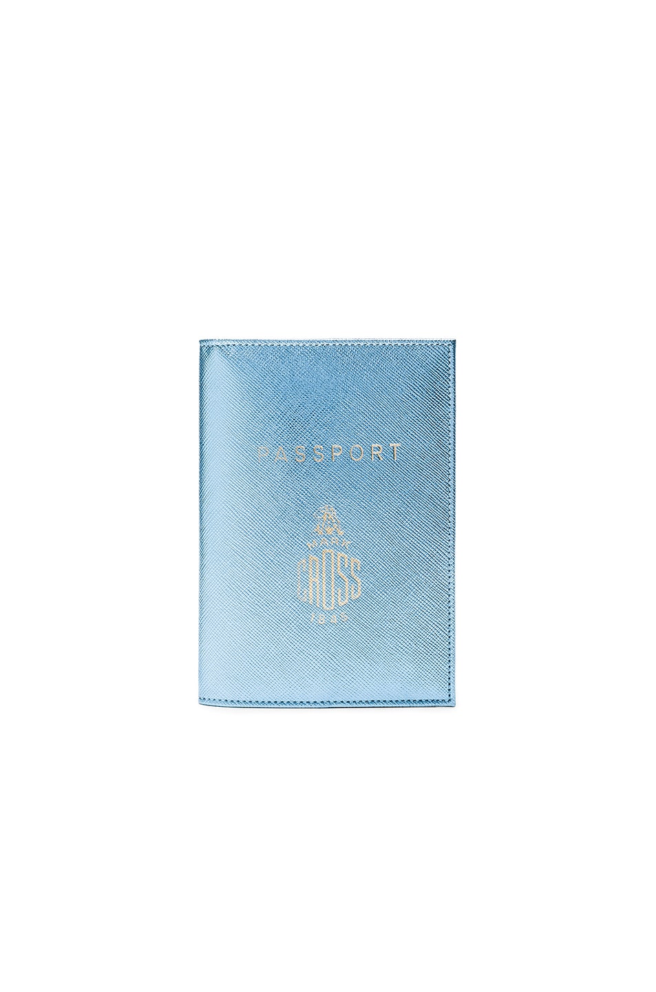Image 1 of Mark Cross Passport Cover in Ice Blue Saffiano
