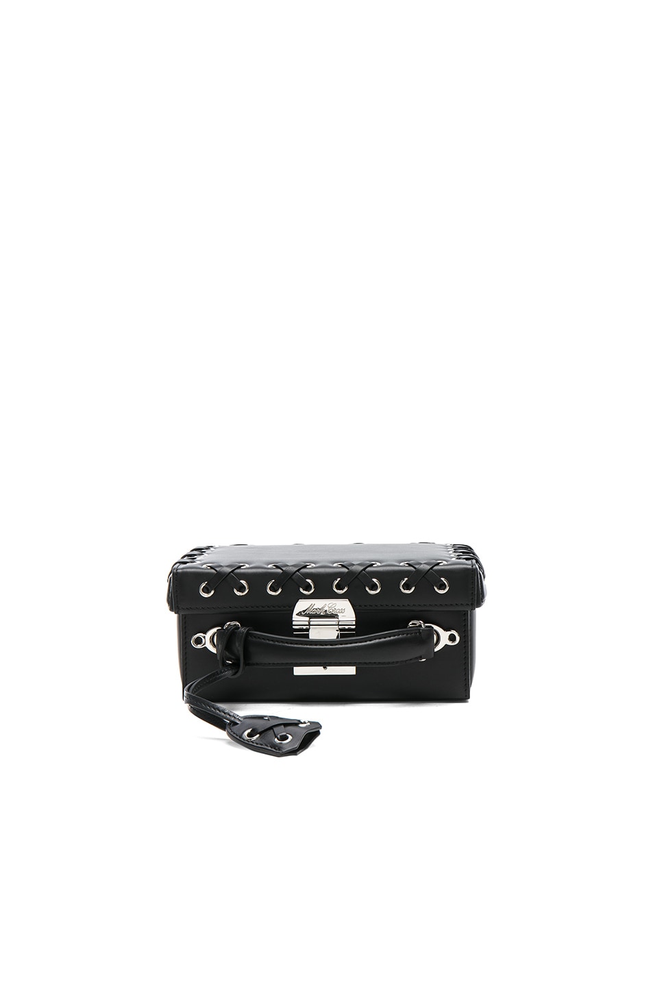 Image 1 of Mark Cross Grace Small Box Bag in Black Lacing Smooth Calf