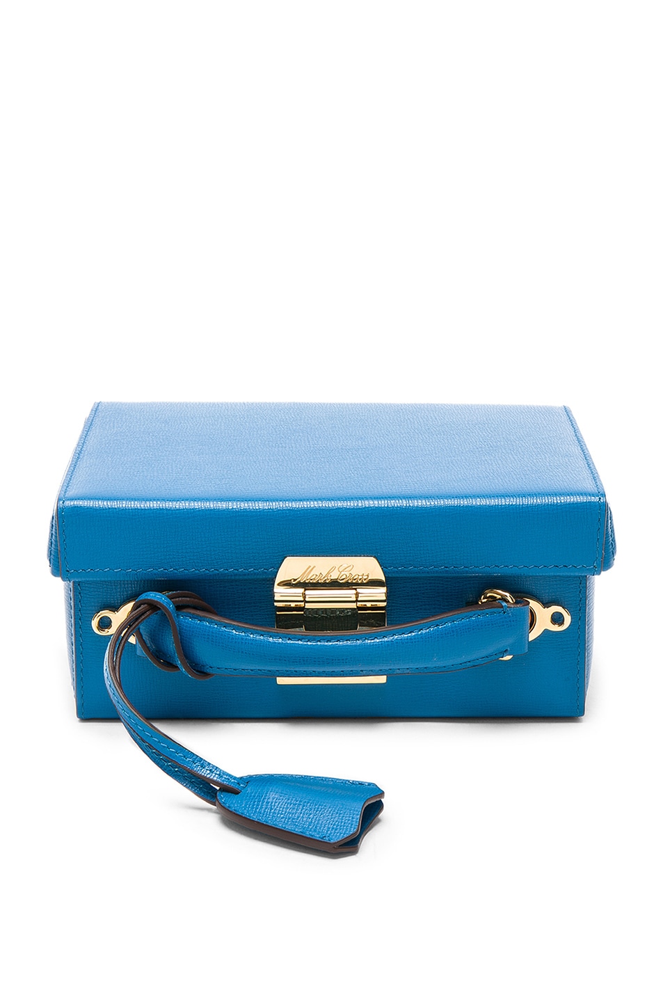 Image 1 of Mark Cross Small Saffiano Grace Box Bag in Sky Blue