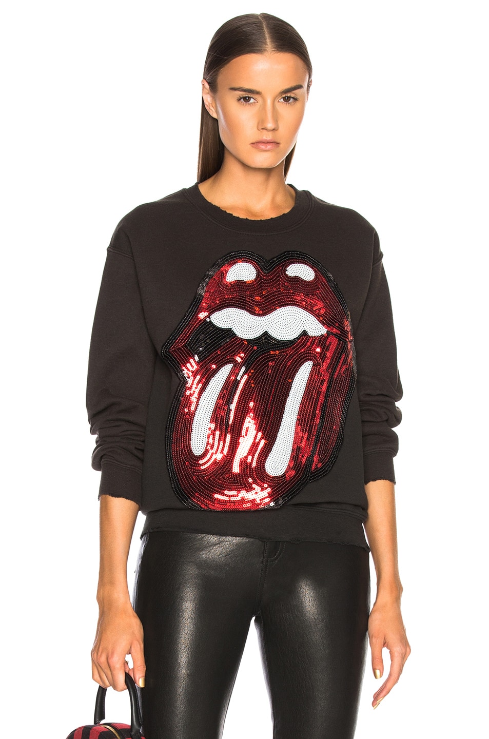 Image 1 of Madeworn Rolling Stones Sequin Sweatshirt in Dirty Black