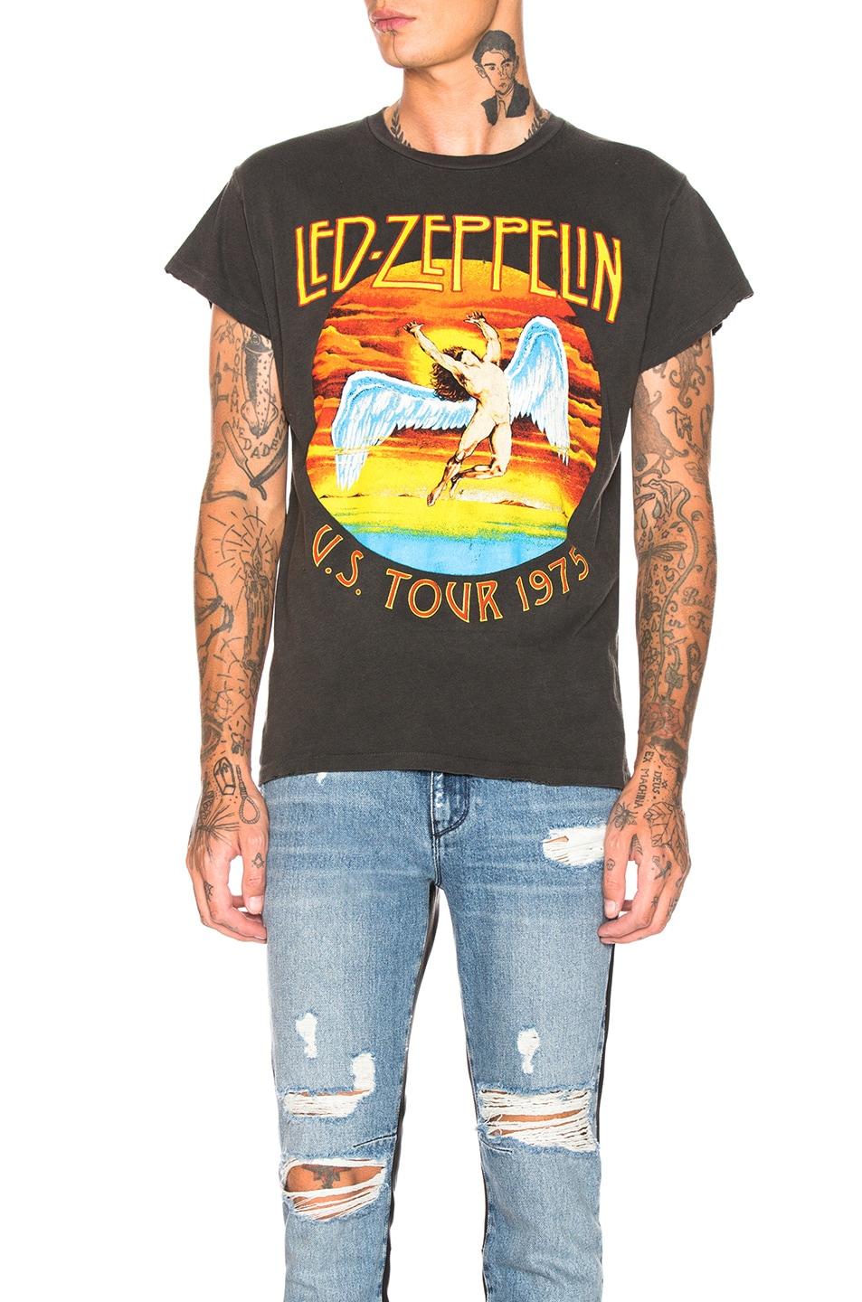Image 1 of Madeworn Led Zeppelin U.S. Tour 1975 Crew Tee in Pigment