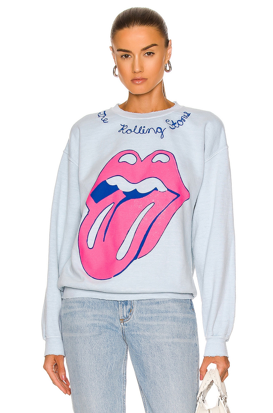 Image 1 of Madeworn The Rolling Stones Chainstitch Sweatshirt in Blue Haze