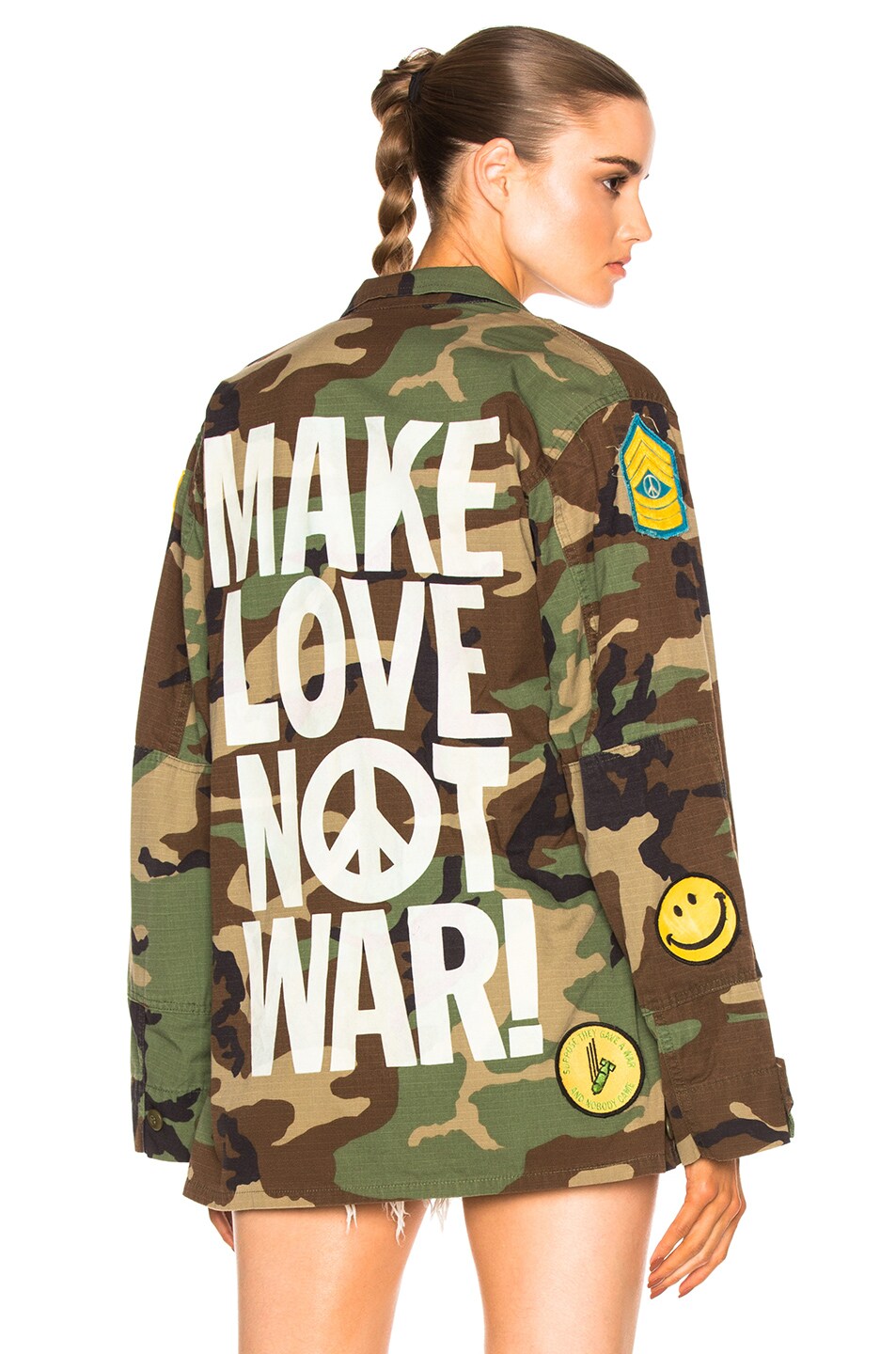 Image 1 of Madeworn Make Love Not War Jacket in Camo