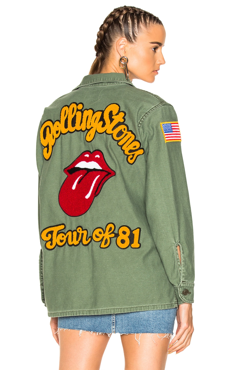 Image 1 of Madeworn Rolling Stones Chenille Patch Jacket in Army