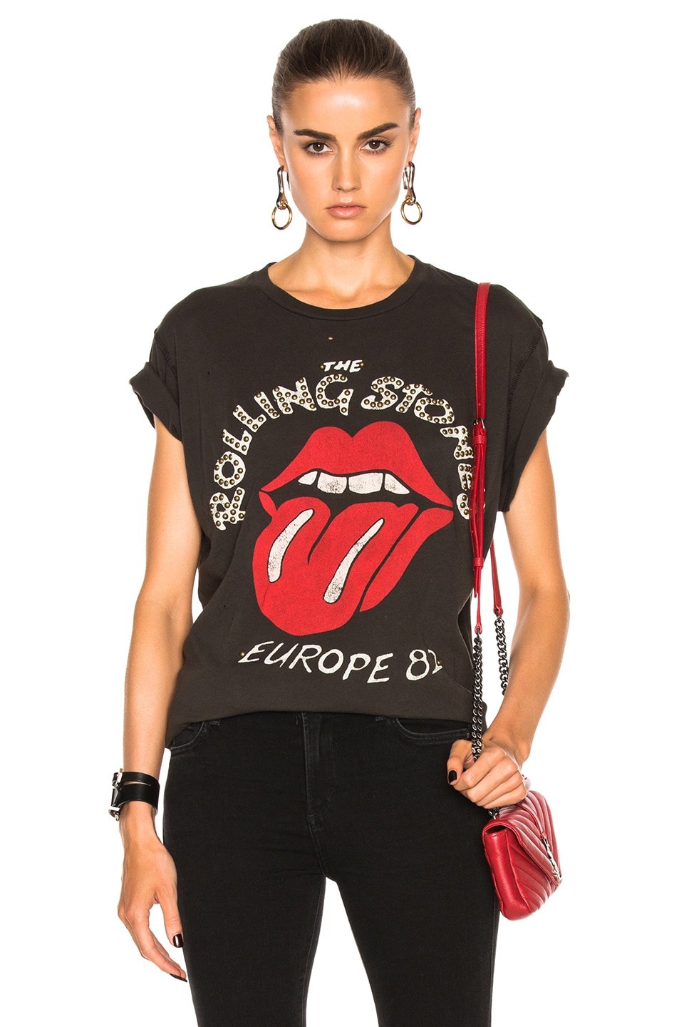 Image 1 of Madeworn Rolling Stones Europe 82 with Nailheads Tee in Dirty Black