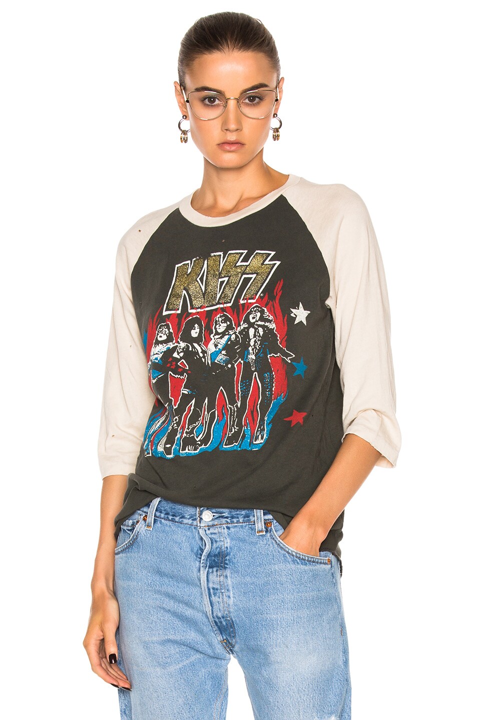 Image 1 of Madeworn Kiss with Glitter Tee in Black & White