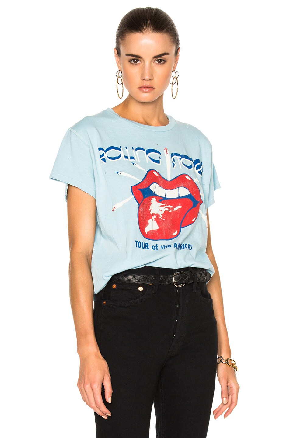 Image 1 of Madeworn Rolling Stones Tour Americas Tee in Washed Blue