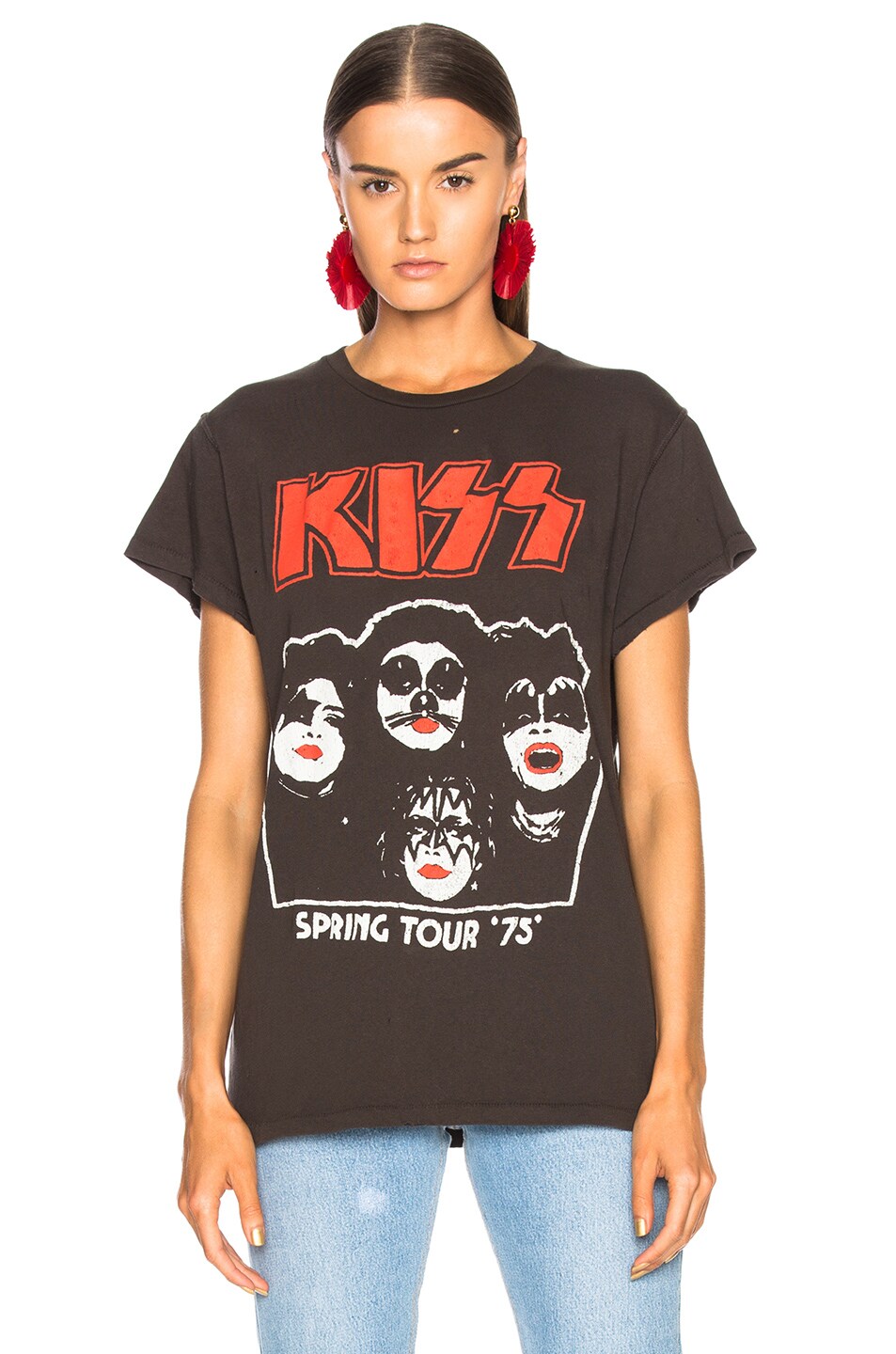 Image 1 of Madeworn Kiss Spring Tour '75 Tee in Dirty Black
