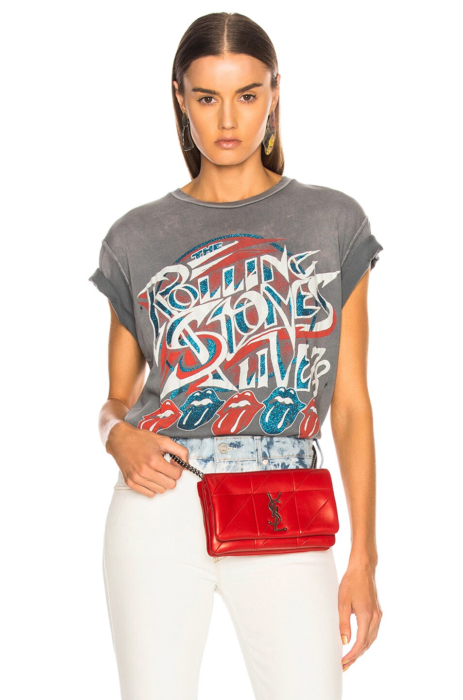 Image 1 of Madeworn Rolling Stones Live '78 Crew Tee in Charcoal