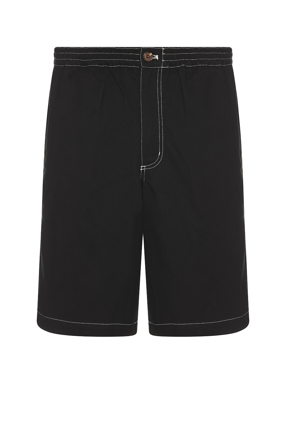 Image 1 of Metalwood Studio Contrast Stitch Elastic Waist Short in Black