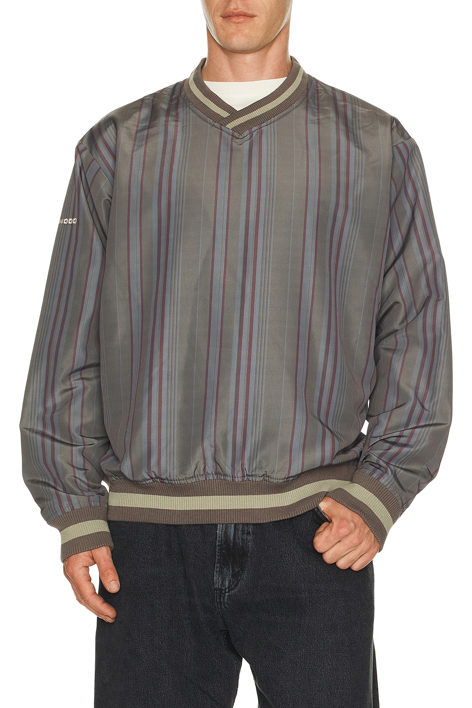 Image 1 of Metalwood Studio Lined V Neck Pullover in MULTICOLOR