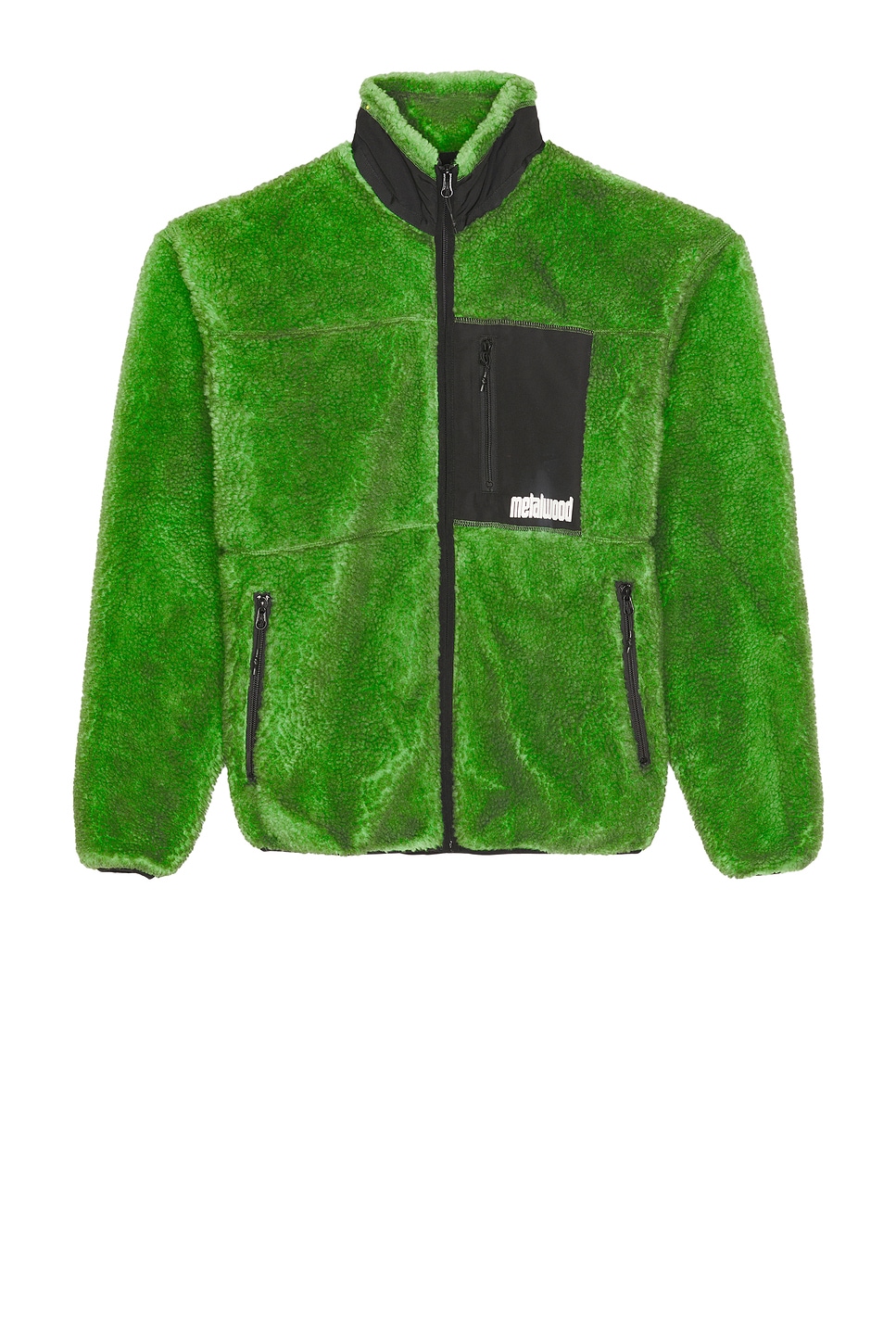 Painted Sherpa Fleece Jacket in Green