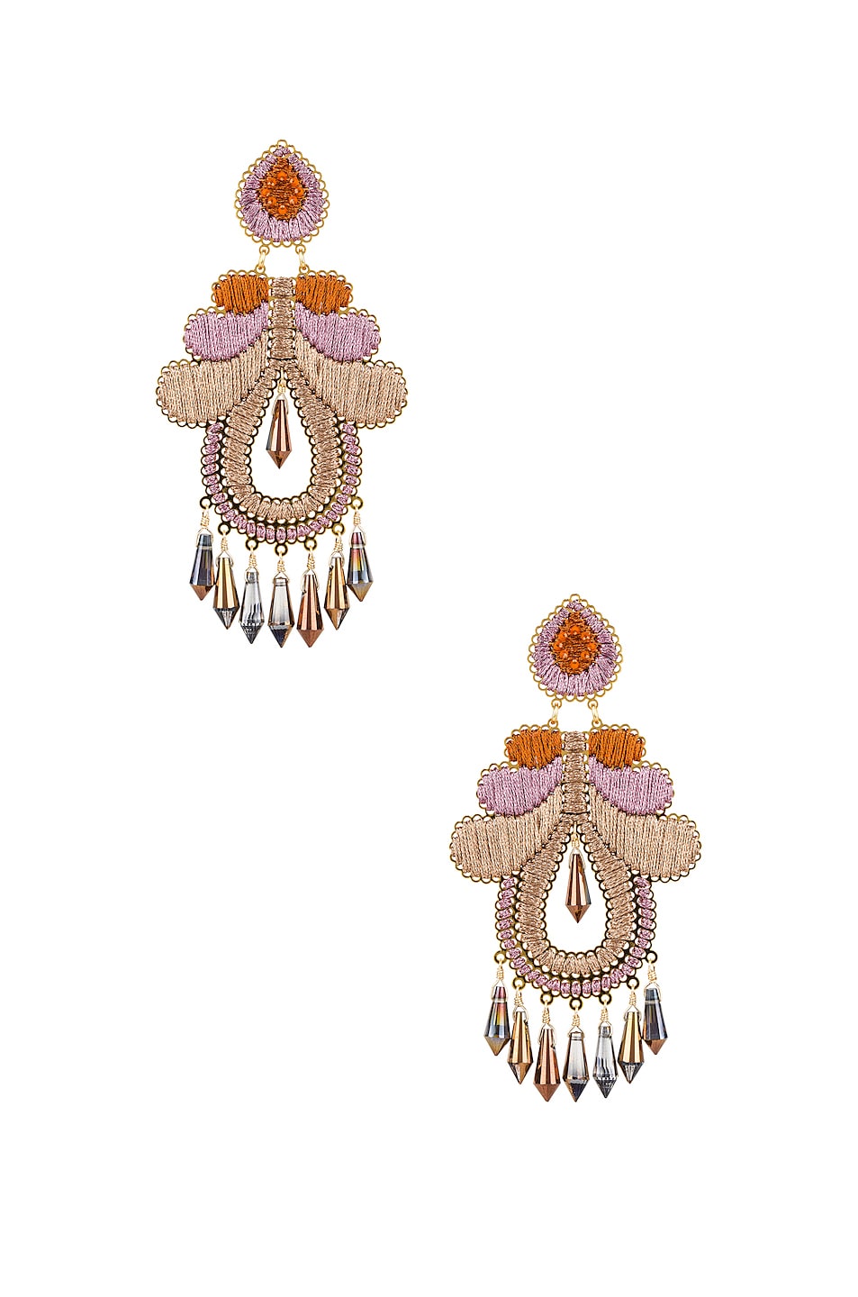 Image 1 of Mercedes Salazar Curubas Earrings in Orange, Pink & Beige